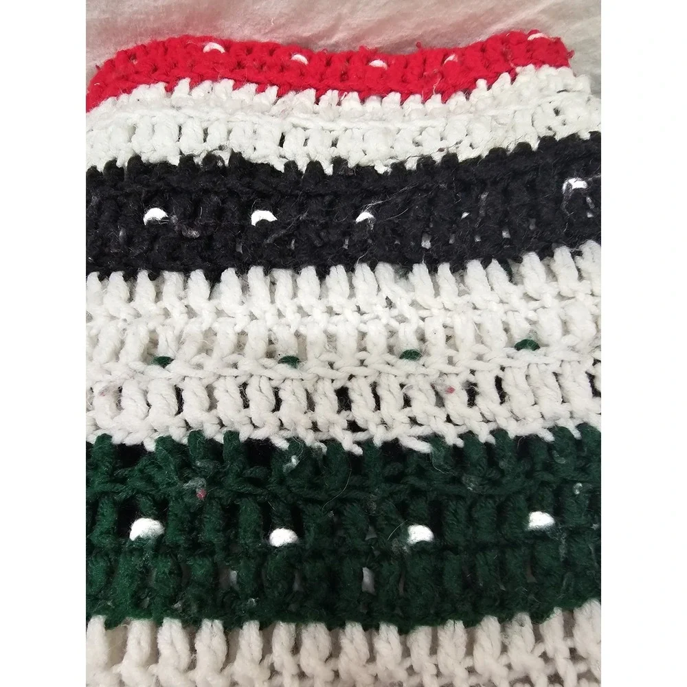 Vintage Large Colorful Crocheted Afghan Blanket Throw 26x51 Handwoven Grannycore